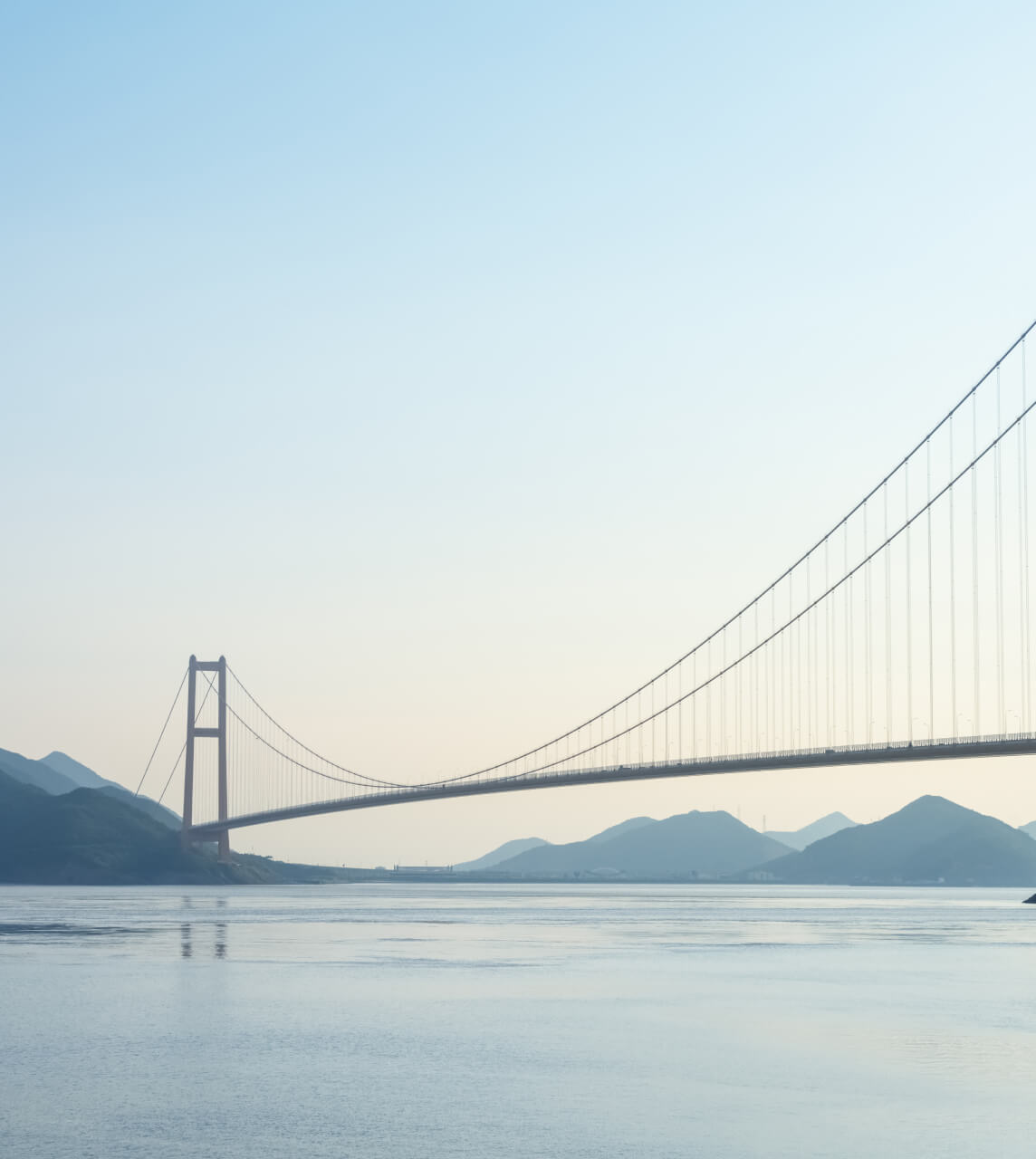 Suspension bridge with mountains in the back ground