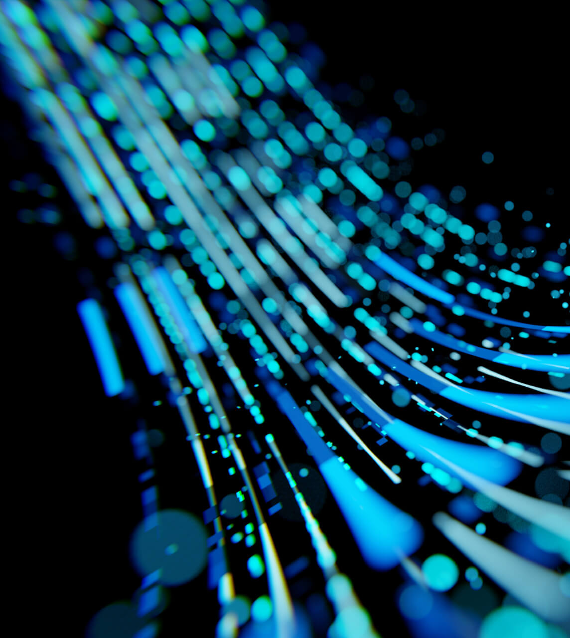 Flowing Light Trails with Cyan and Blue Dots