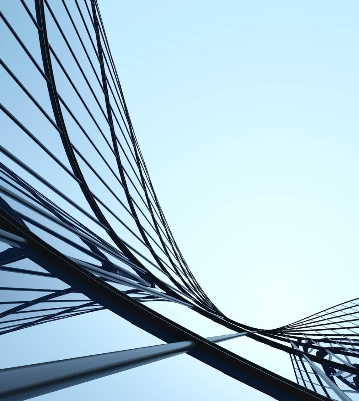 Closeup view of wavy grids with sky