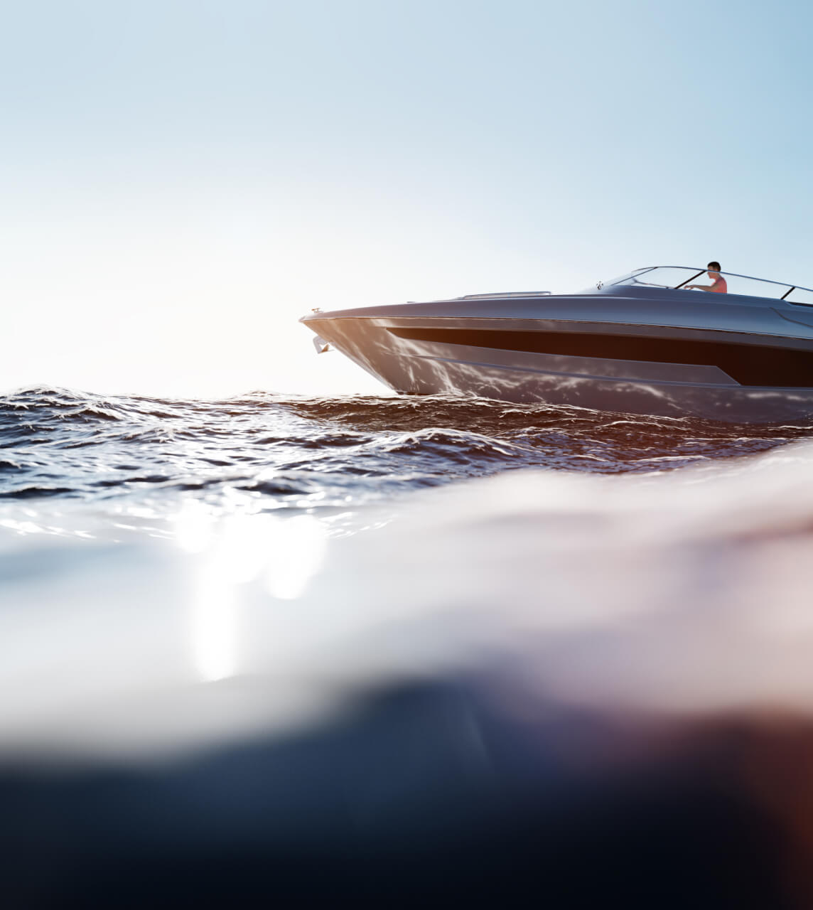 Man Driving Boat on Ocean