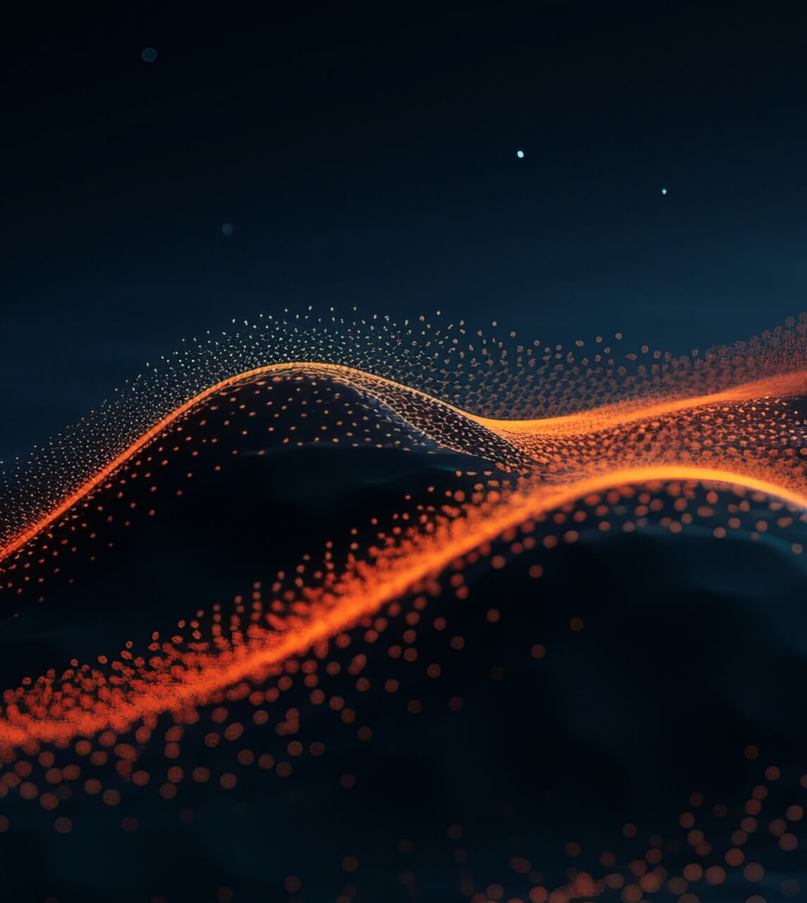 Flowing Particle Wave in Orange and Black