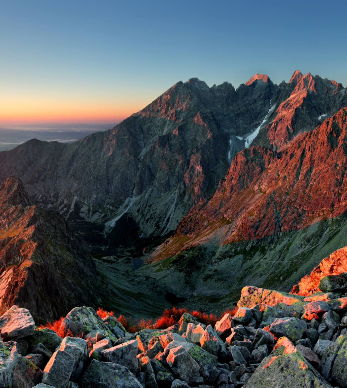 Mountain Ranges with evening sky