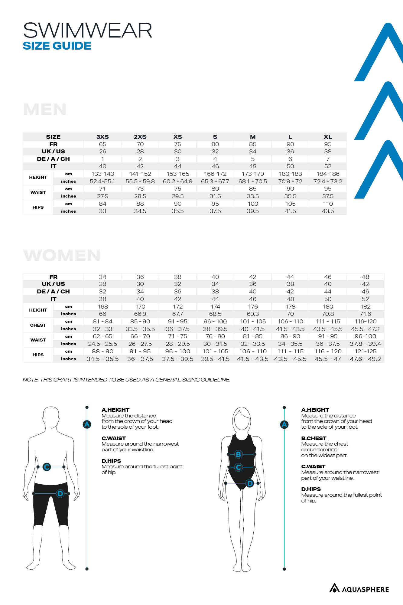 ESSENTIALS CLASSIC BACK - WOMEN'S SWIM SUIT - Size guide
