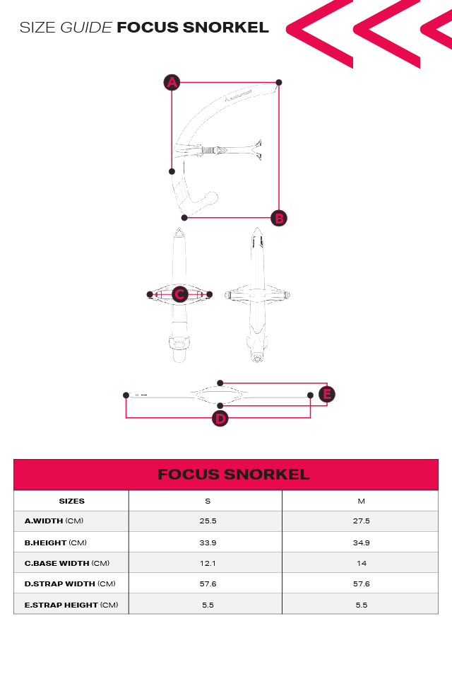 FOCUS SNORKEL - REGULAR FIT - Size guide